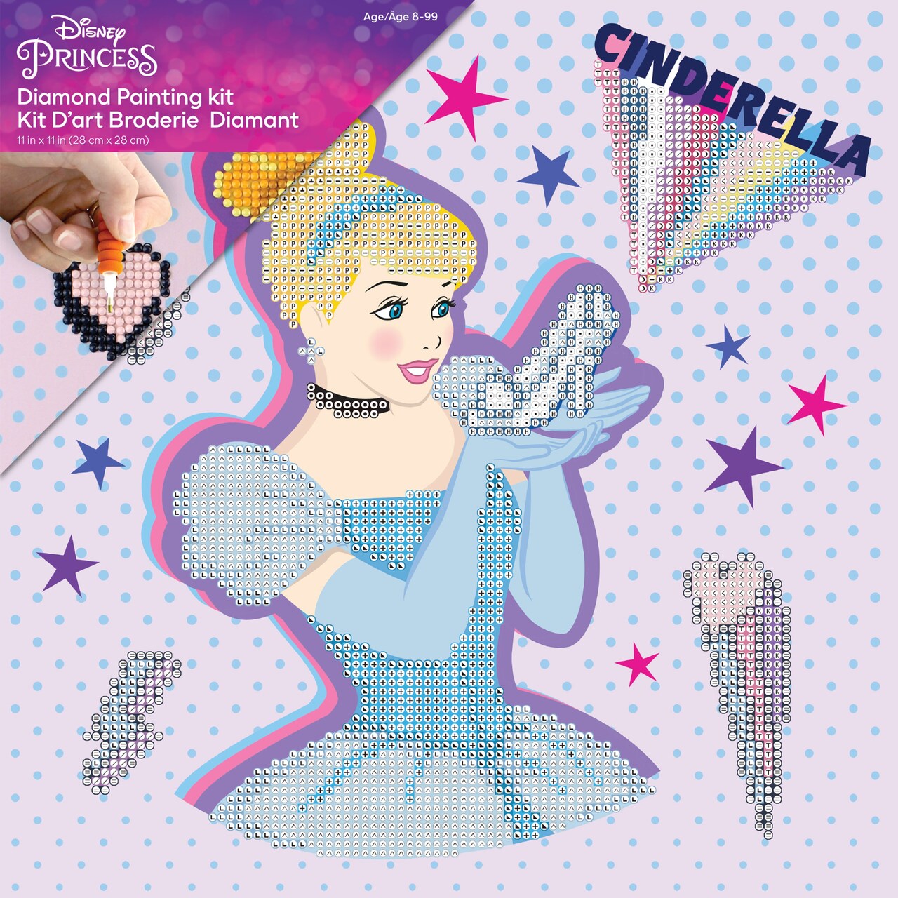 Camelot Dotz Diamond Art Box Kit 11"X11"-Disney - Cinderella Kind Pow-Er